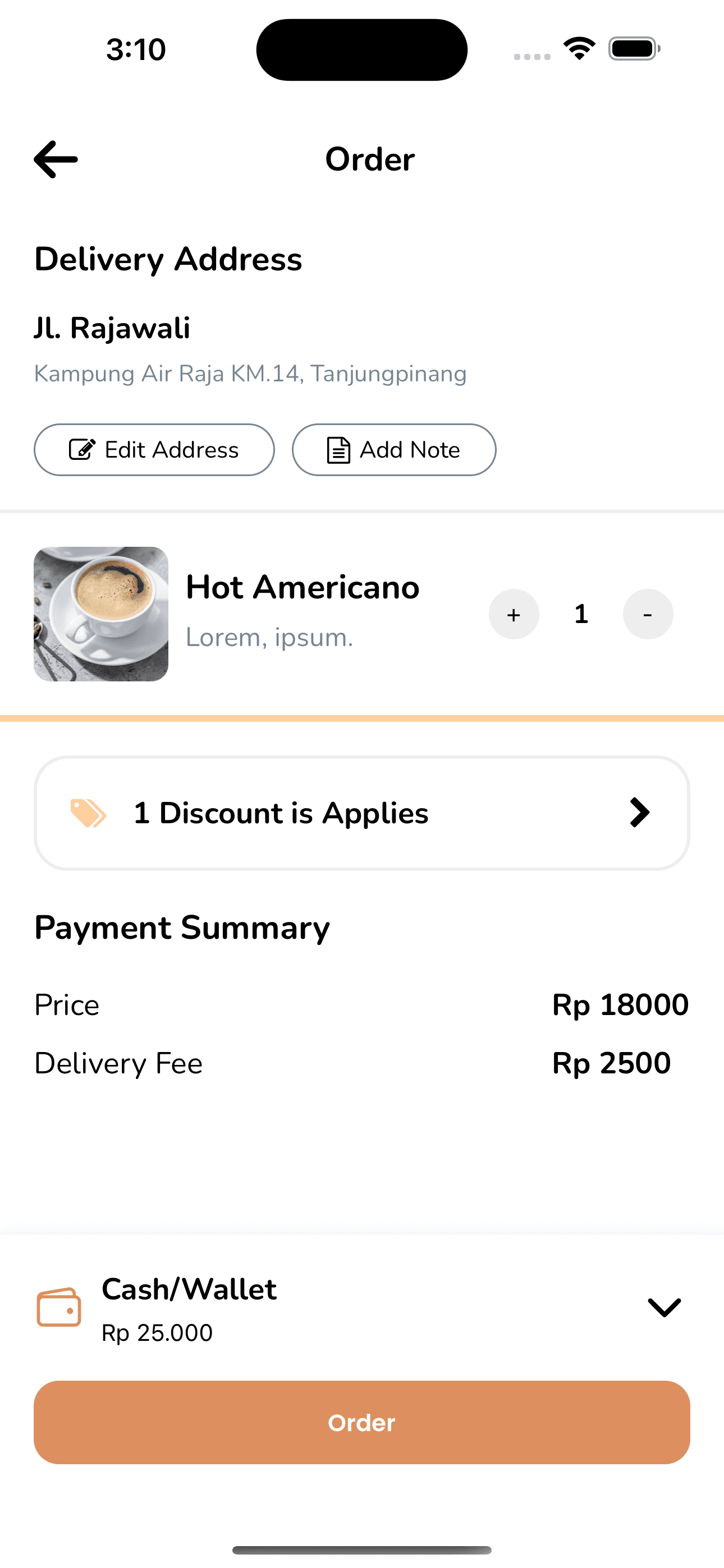 Detail Order Screen